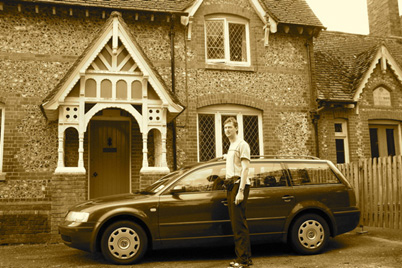 Guitarist Bruce Paine outside Privett School in Southern England