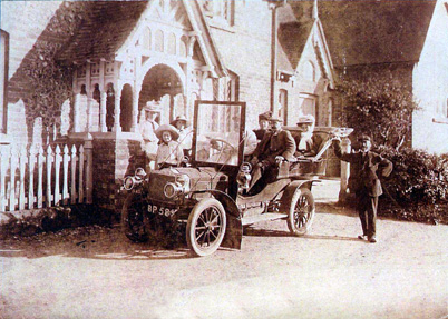Photo of Privett School, early 1900's motor car