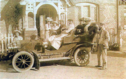 Photo of Privett School, early 1900's motor car