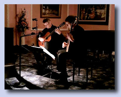 Bruce Paine and Rex Button playing duets for the Hamilton Guitar Society